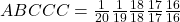 ABCCC = \frac{1}{20} \frac{1}{19} \frac{18}{18} \frac{17}{17} \frac{16}{16}